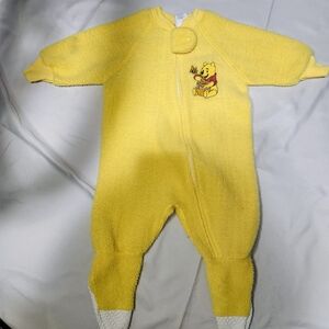 Disney Yellow Winnie the Pooh Fleece Footed One-Piece